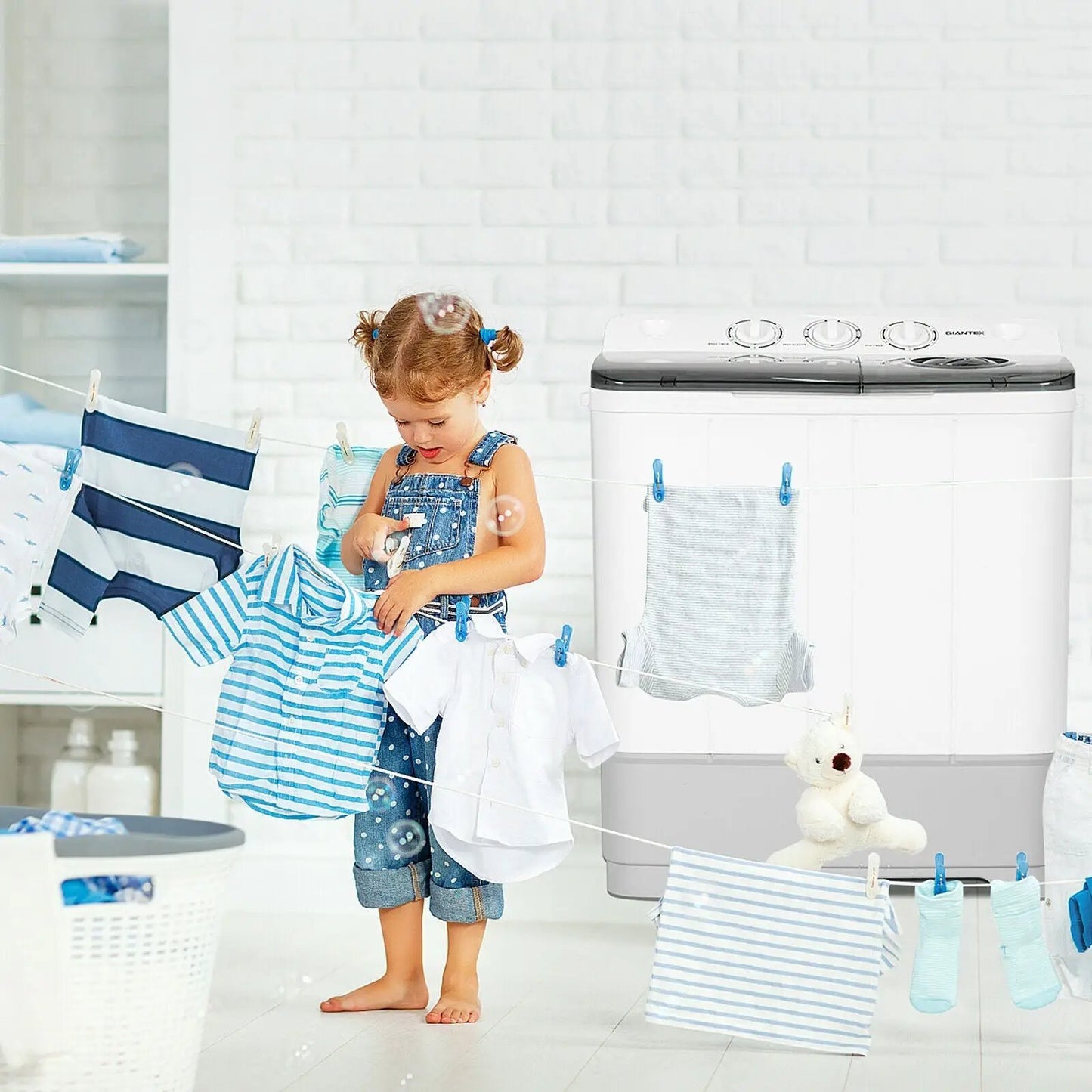 2-in-1 Portable Washing Machine Timer Control