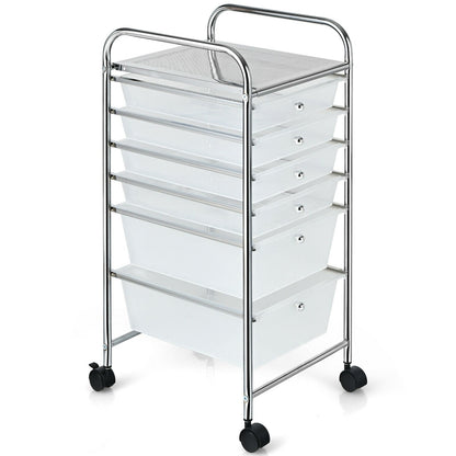 6 Drawers Rolling Storage Cart Organizer-Black