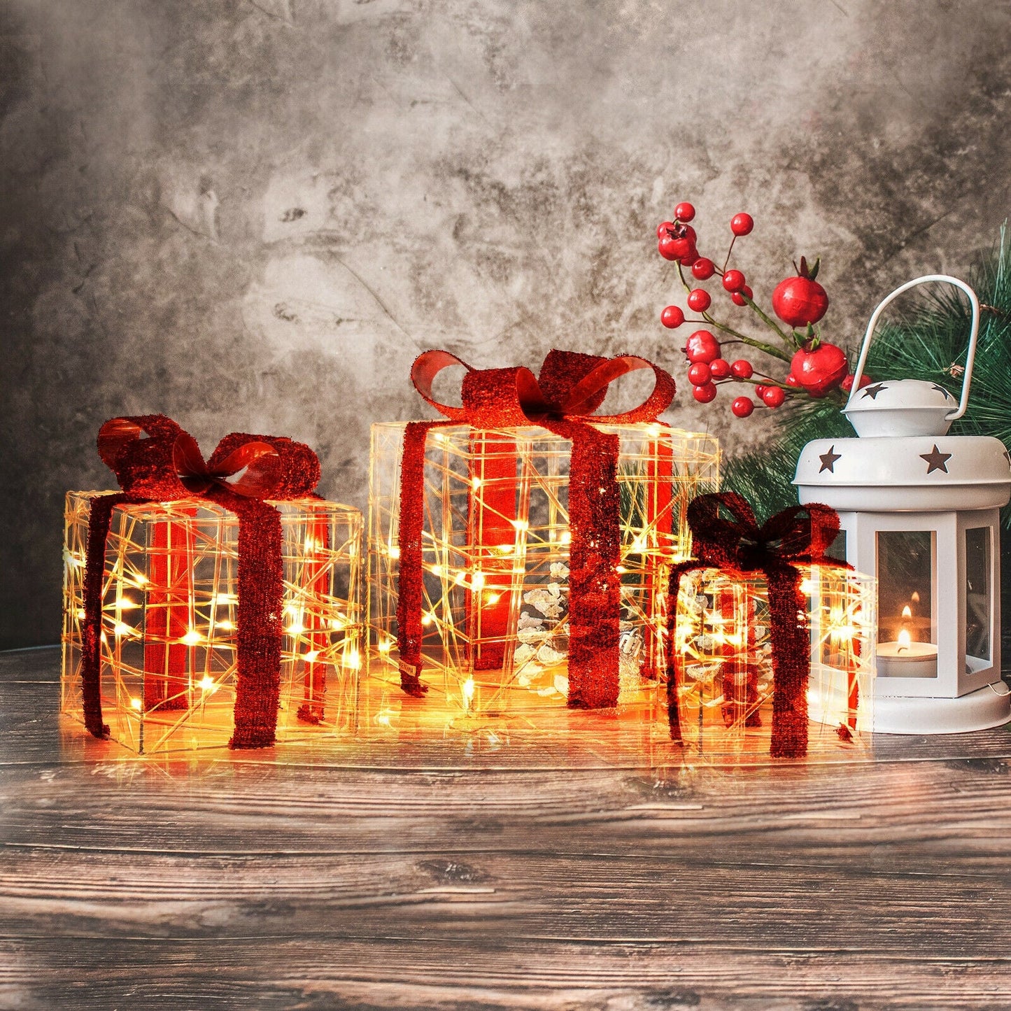 3-Piece LED Lighted Christmas Gift Boxes with 60 LEDs, indoor/outdoor by DirectDeals on Tampa Home & Garden Store