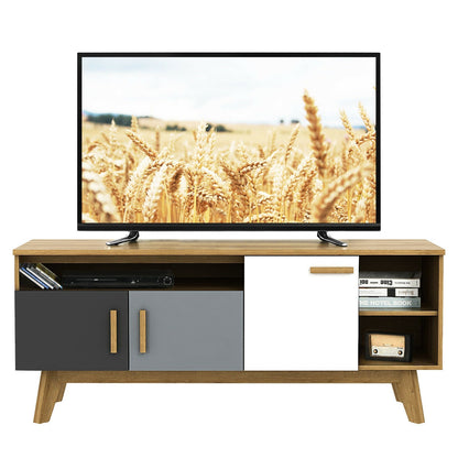 Mueble para TV de 65 pulgadas con 3 armarios de almacenamiento y 3 estantes abiertos para salón