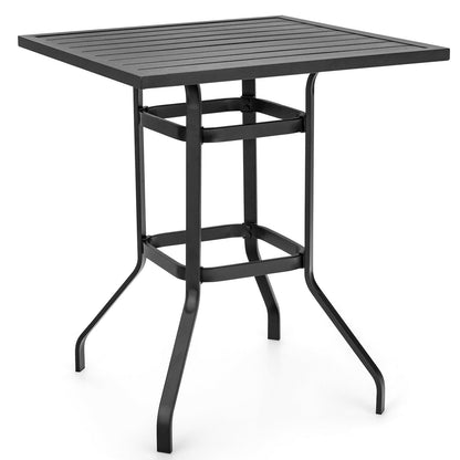 Juego de mesa de bar y taburetes de ratán para exteriores de 5 piezas con cojines