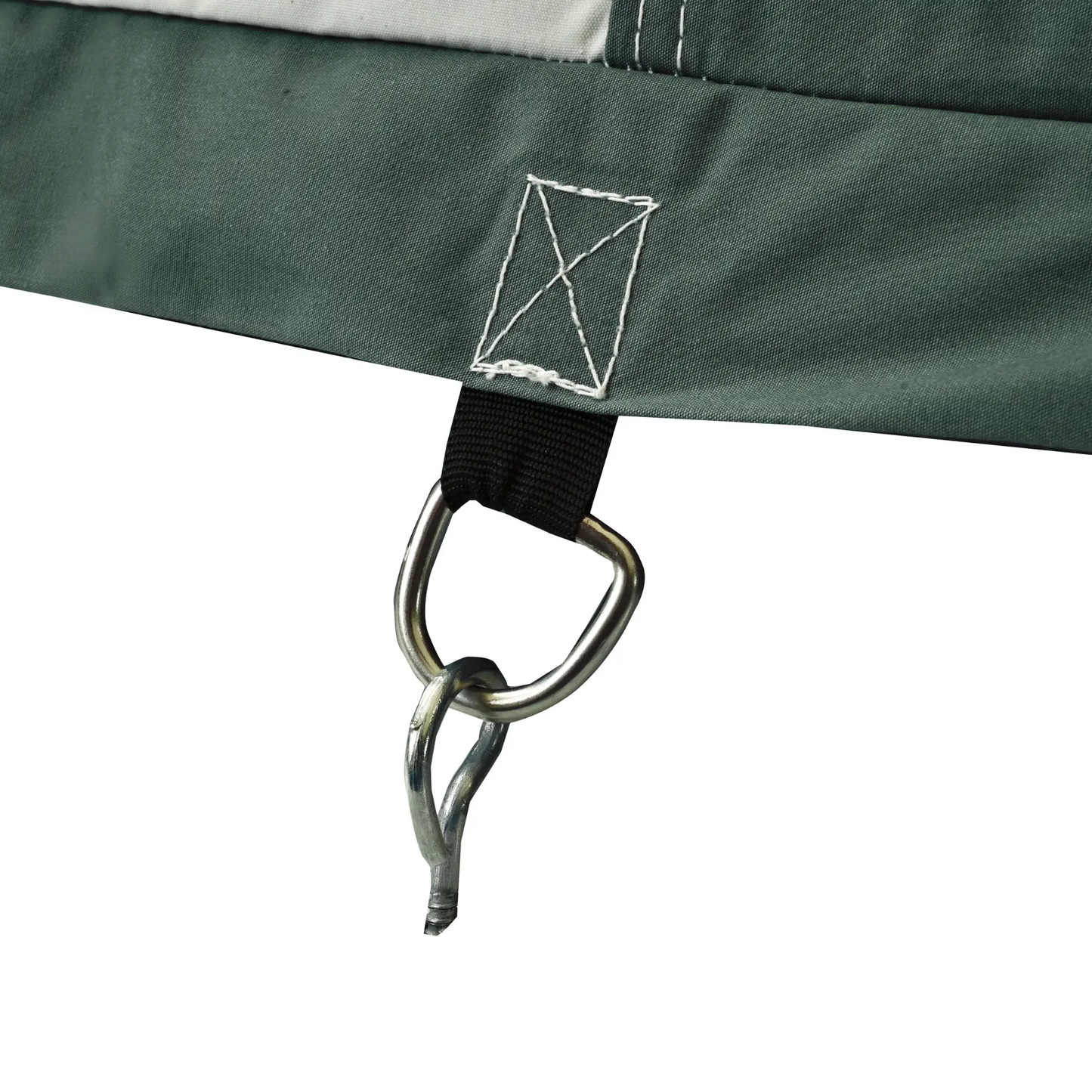 Prota Canvas Tent fabric close-up with stitching and metal ring by White Duck Outdoors on Tampa Home & Garden Store
