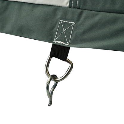 Prota Canvas Tent fabric close-up with stitching and metal ring by White Duck Outdoors on Tampa Home & Garden Store