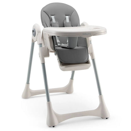 Babyjoy high chair with gray padded seat, tray, and adjustable harness on Tampa Home & Garden Store