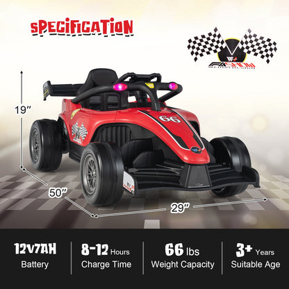 12V Kids Ride on Electric Formula Racing Car with Remote Control-Pink
