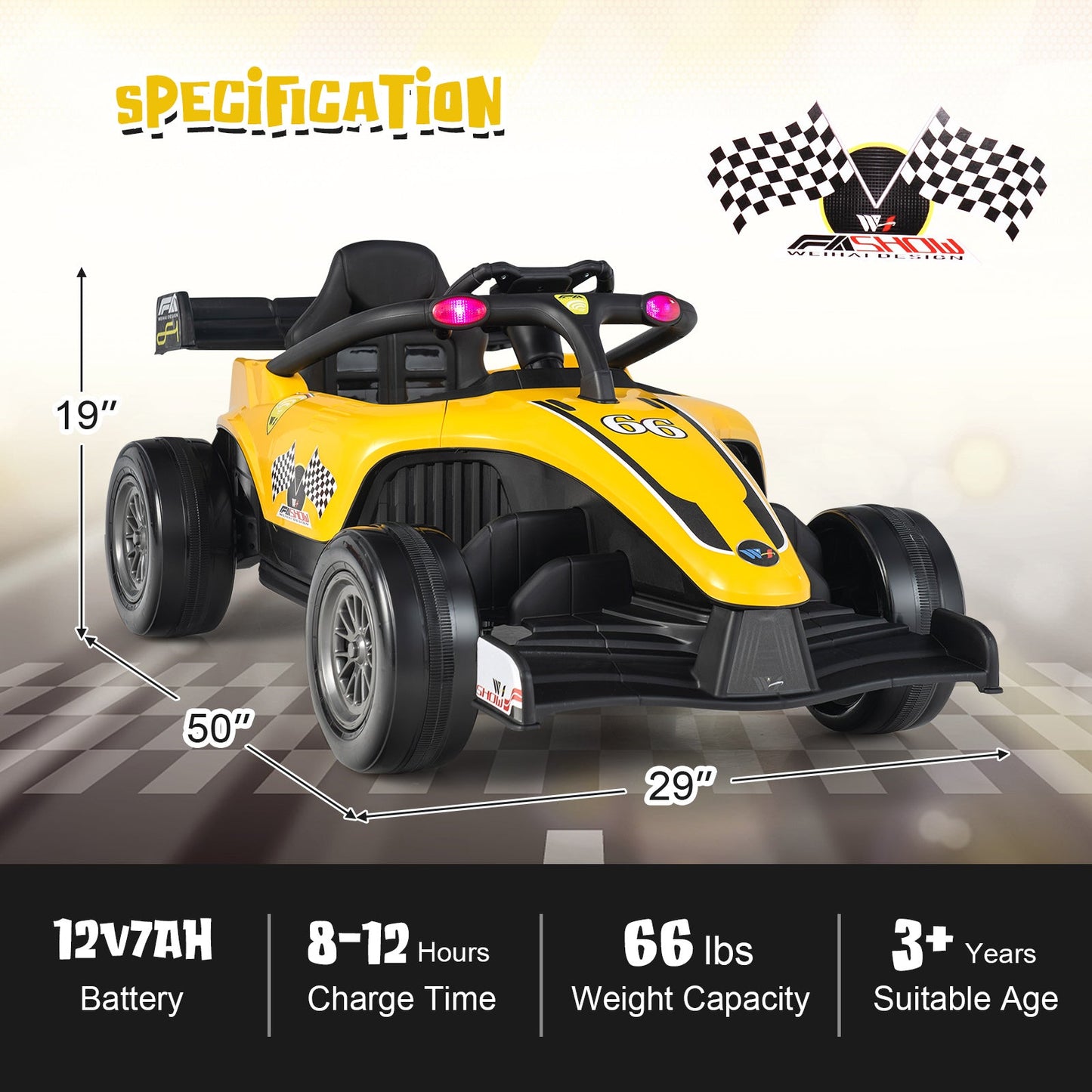 12V Kids Ride on Electric Formula Racing Car with Remote Control-Pink
