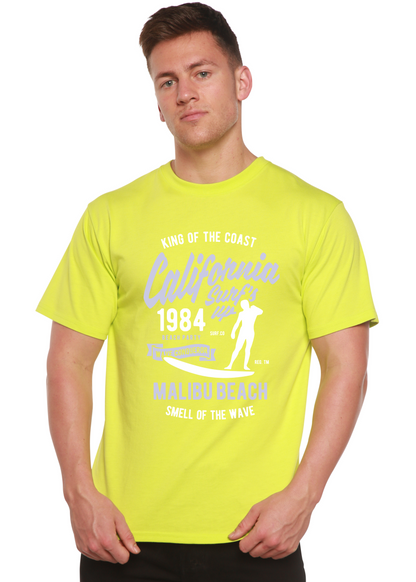 Spun Bamboo men's graphic T-shirt neon lime bamboo viscose/organic cotton with California 1984 print on Tampa Home & Garden Store
