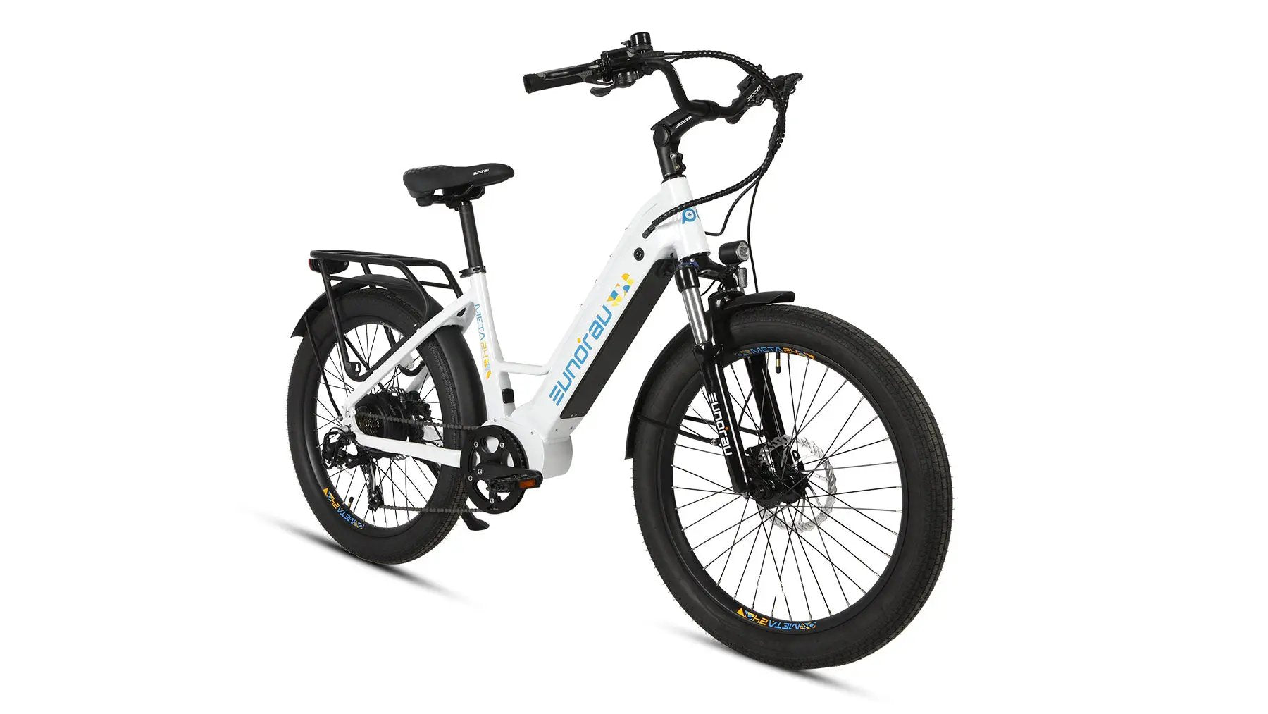 META26 1.0 electric bicycle, white frame, front suspension, fat tires by EUNORAU E-BIKE US on Tampa Home & Garden Store