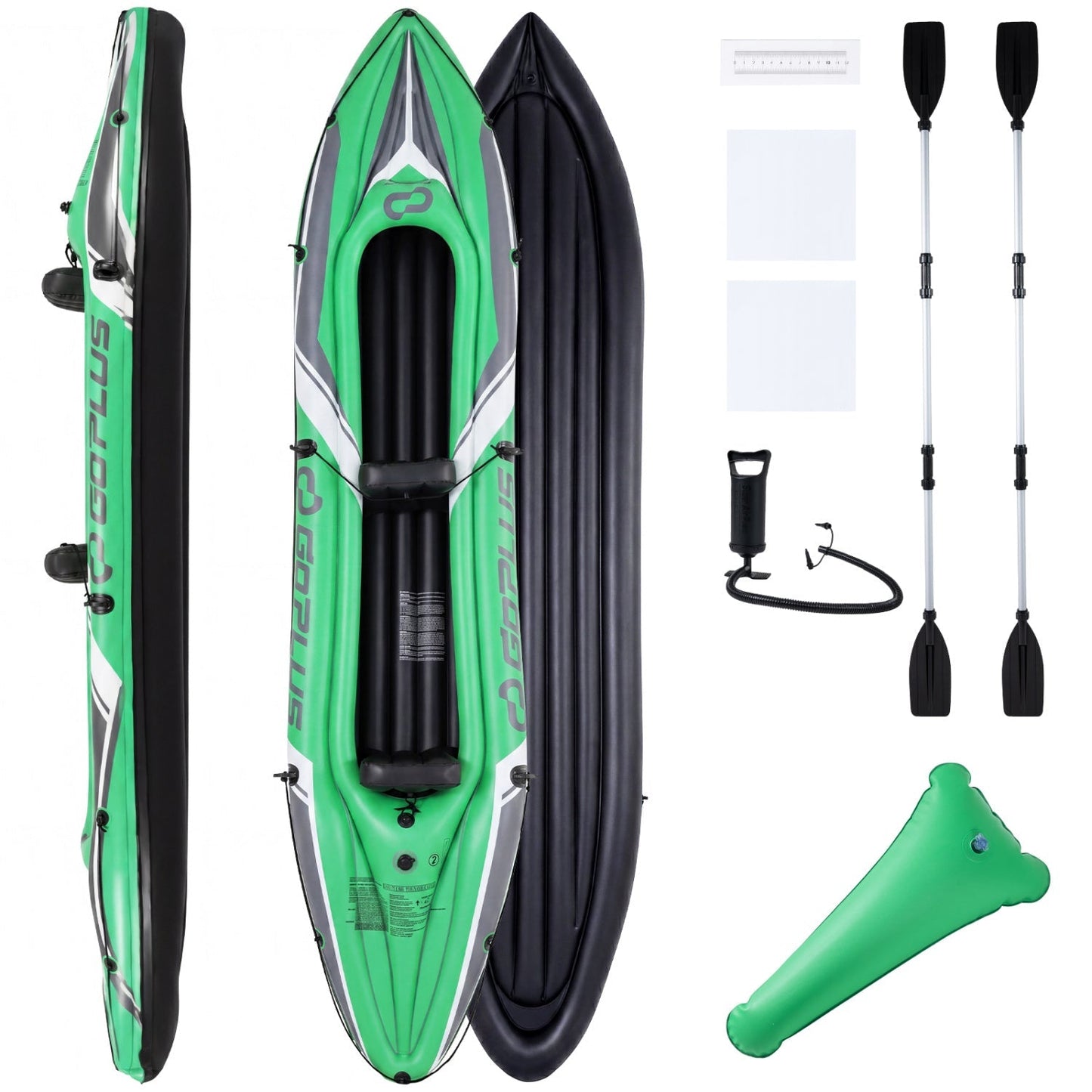 GemGear Inflatable Kayak 2-Person 11.5 ft green/black with 2 aluminum paddles and pump on Tampa Home & Garden Store