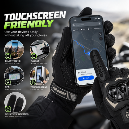 Summer Breathable Touch Screen Gloves black motorcycle gloves BikerZoneZ on Tampa Home & Garden Store