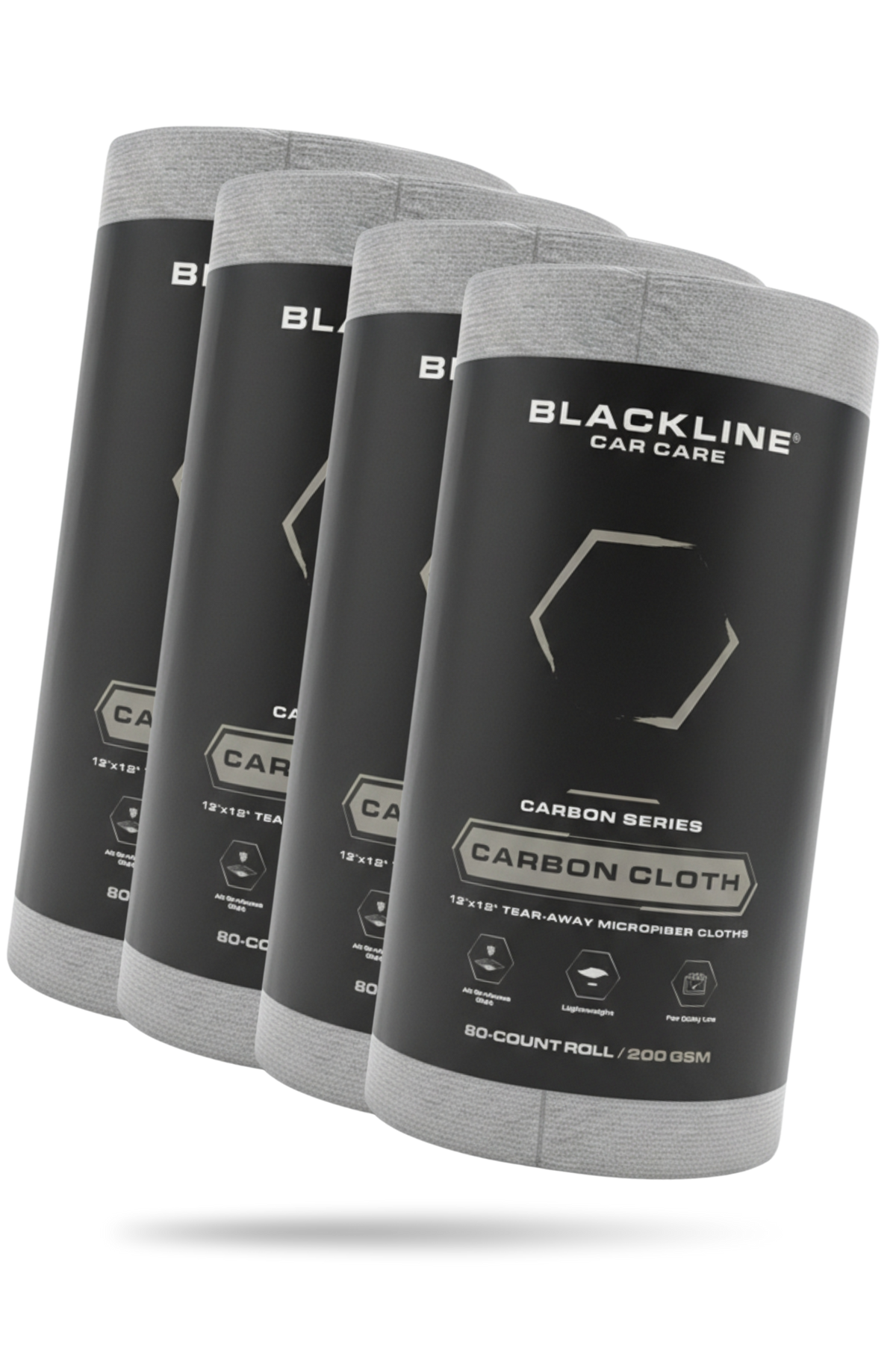 BLACKLINE CARBON CLOTH 4-pack of tear-away microfiber cloths with Blackline Car Care logo on Tampa Home & Garden Store