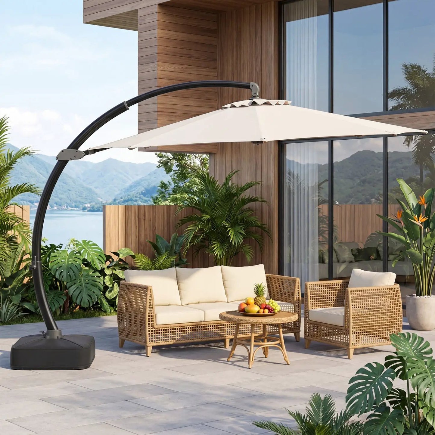 11 ft Cantilever Patio Umbrella Base and Rotation