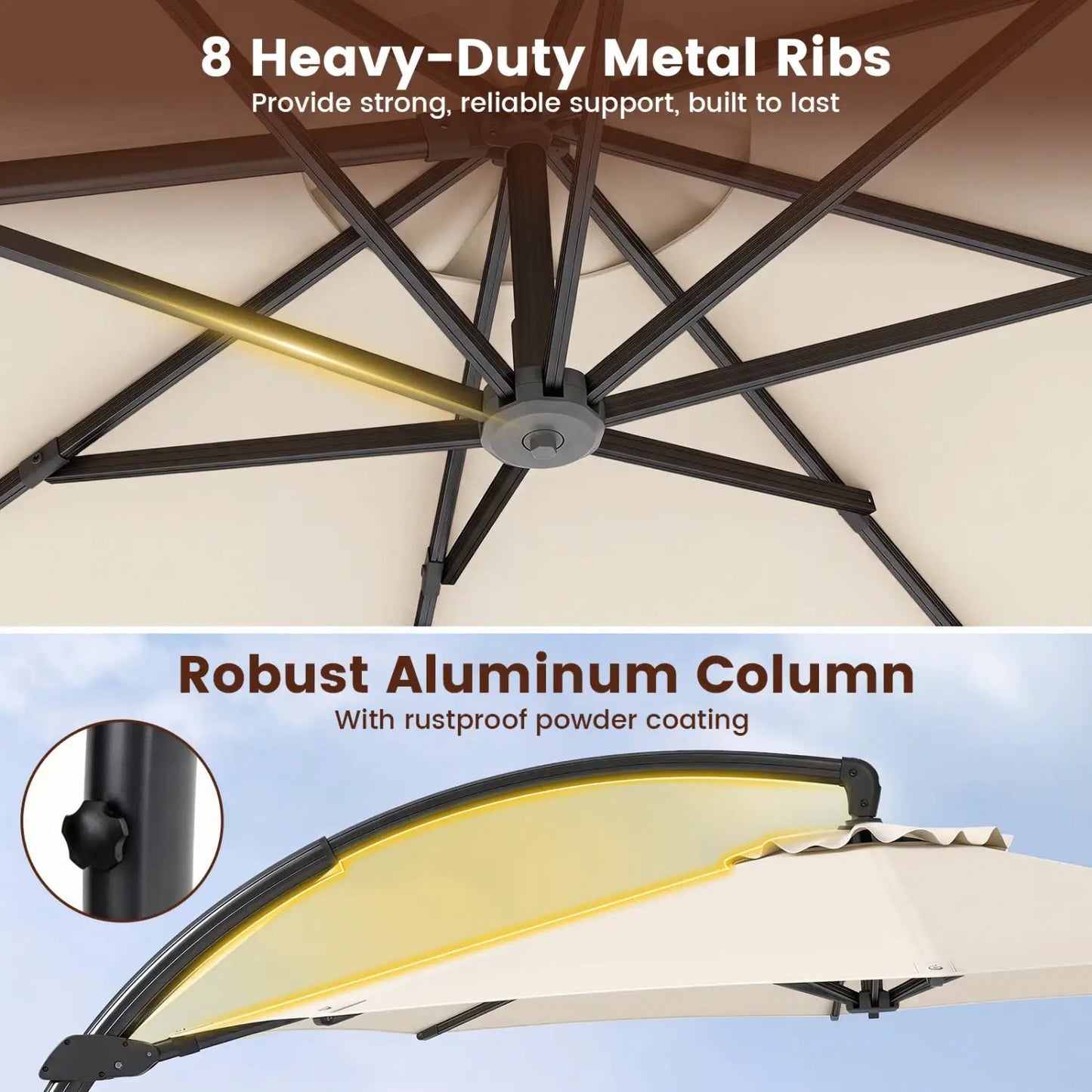 11 ft Cantilever Patio Umbrella Base and Rotation