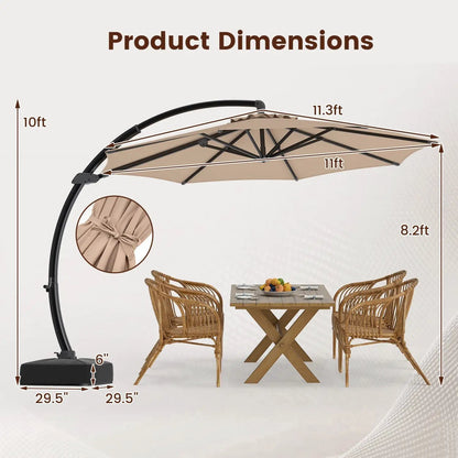 11 ft Cantilever Patio Umbrella Base and Rotation