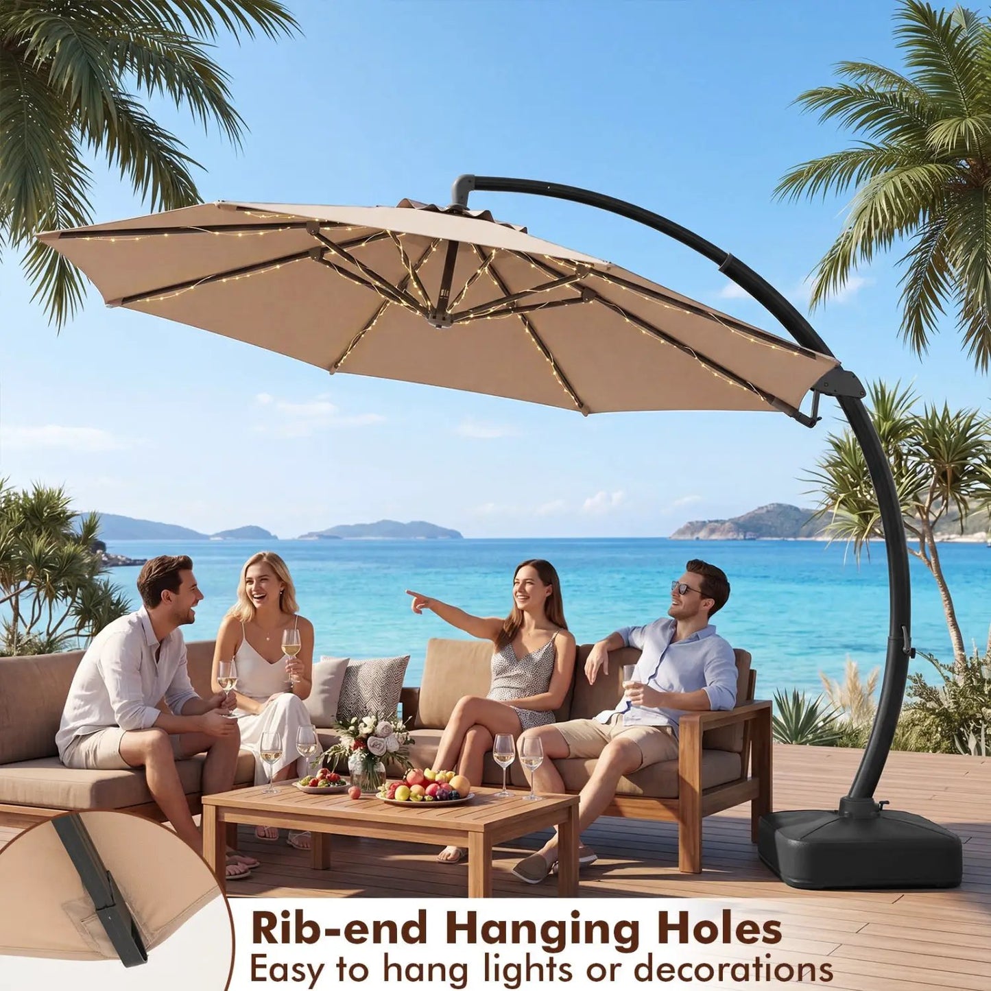 11 ft Cantilever Patio Umbrella Base and Rotation
