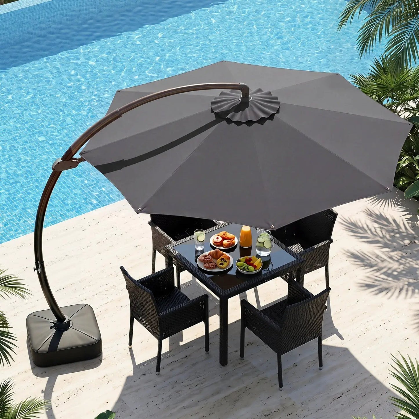 11 ft Cantilever Patio Umbrella Base and Rotation