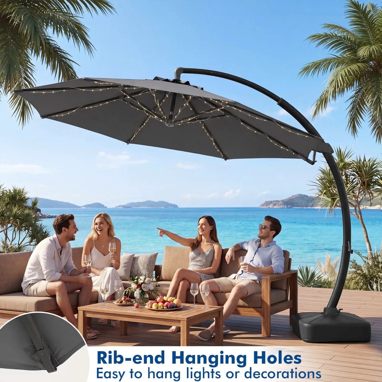 11 ft Cantilever Patio Umbrella Base and Rotation