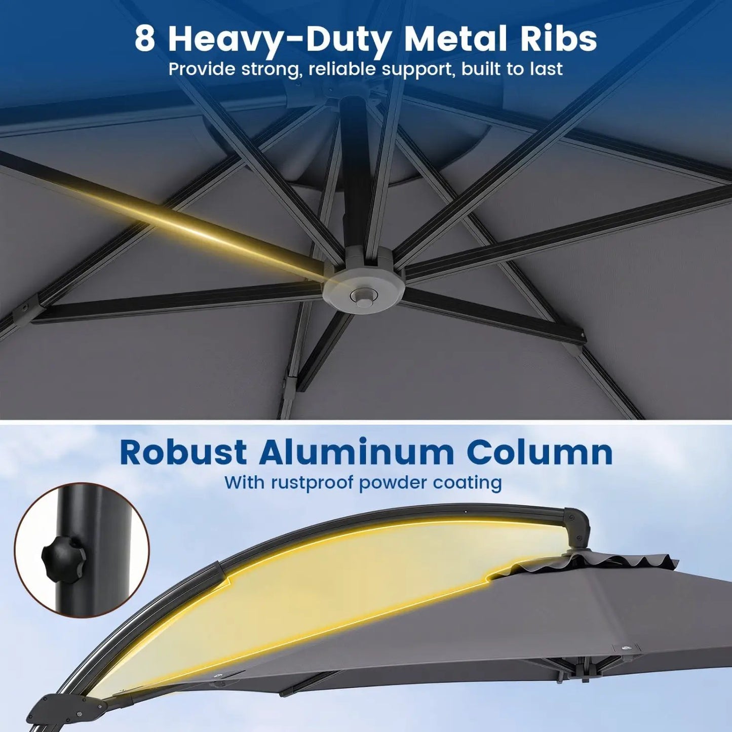 11 ft Cantilever Patio Umbrella Base and Rotation