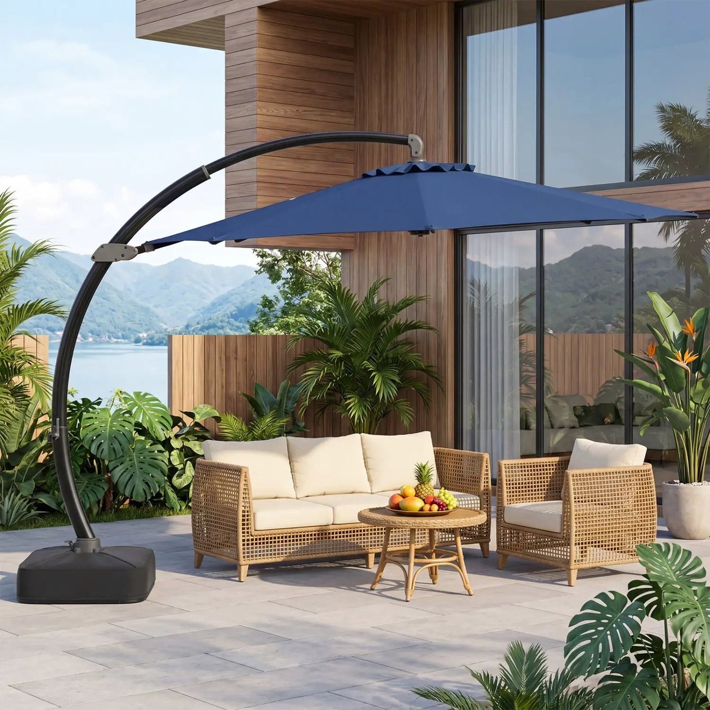 11 ft Cantilever Patio Umbrella Base and Rotation