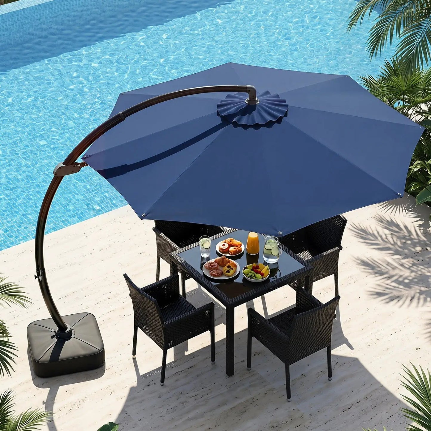 11 ft Cantilever Patio Umbrella Base and Rotation