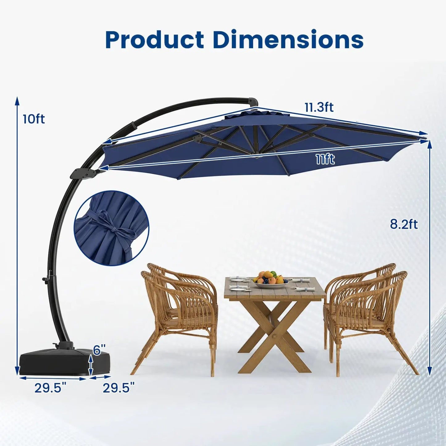 11 ft Cantilever Patio Umbrella Base and Rotation