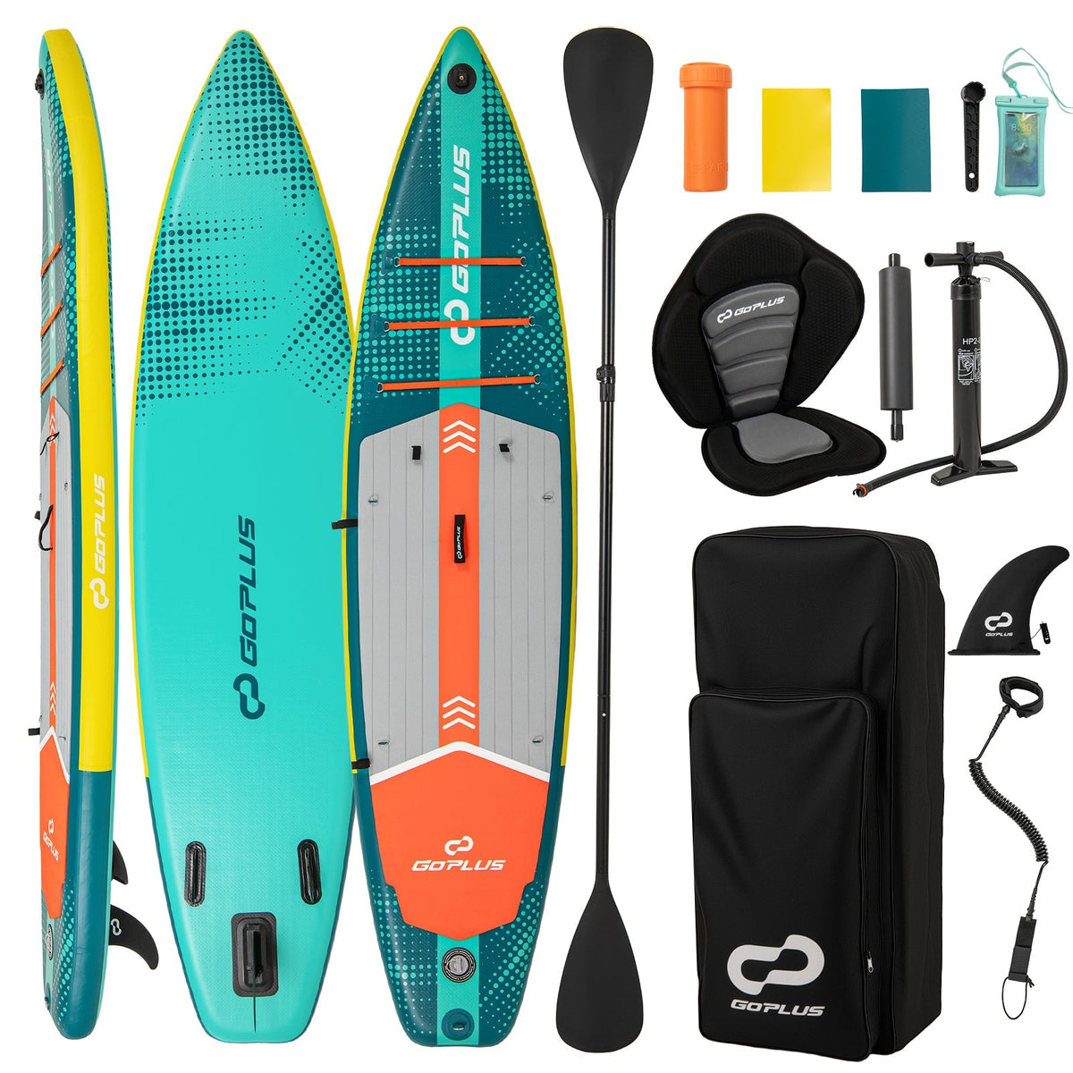 GemGear 11ft inflatable stand up paddle board with kayak seat kit and pump bag on Tampa Home & Garden Store