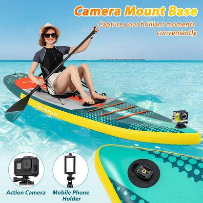 11 ft inflatable stand up paddle board with kayak seat for adults, GemGear, turquoise-yellow on Tampa Home & Garden Store