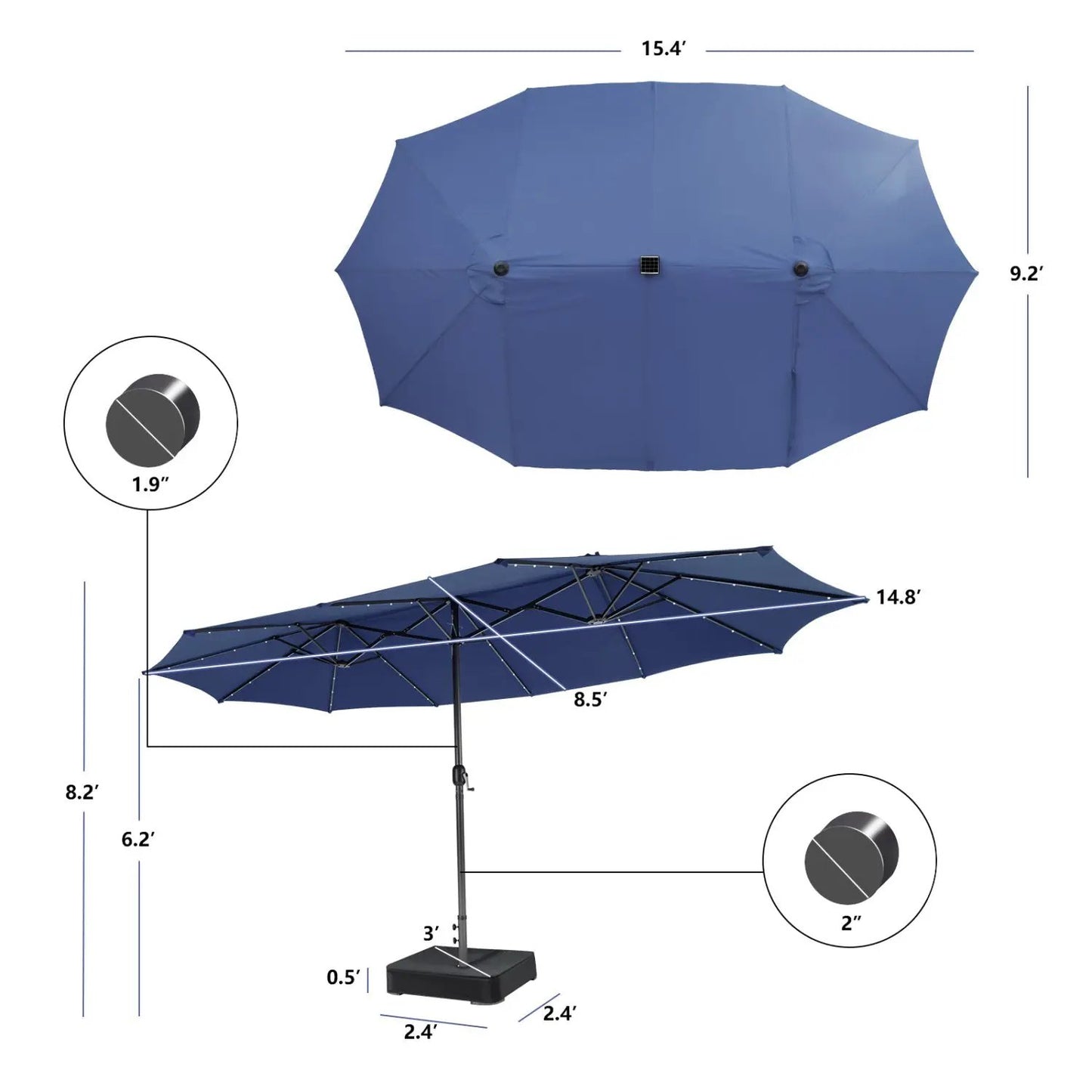 11 Pieces Patio Dining Set With Umbrella Base
