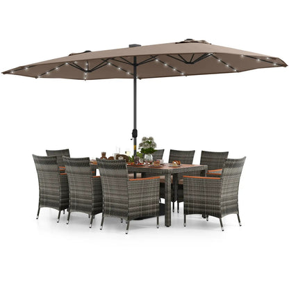 11 Pieces Patio Dining Set With Umbrella Base