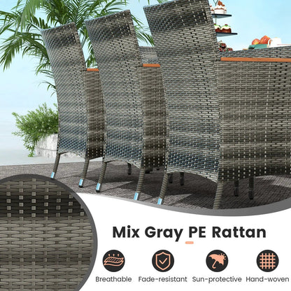 11 Pieces Patio Dining Set With Umbrella Base