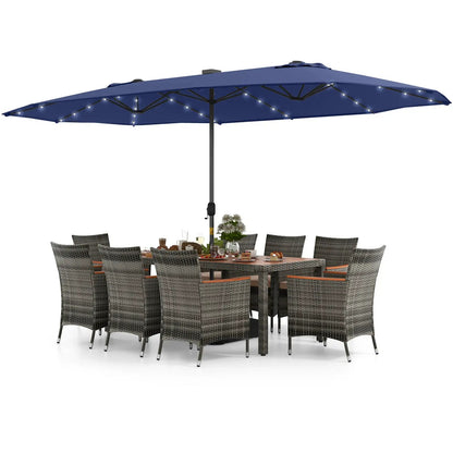 11 Pieces Patio Dining Set With Umbrella Base