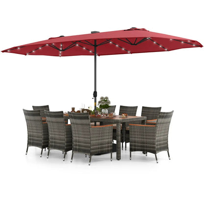 11 Pieces Patio Dining Set With Umbrella Base