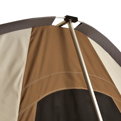 10x10 Prota Canvas Tent by White Duck Outdoors with brown and tan canvas panels and aluminum pole on Tampa Home & Garden Store
