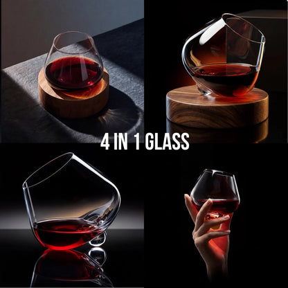 Kami Rotating Crystal Wine Glass with Coaster