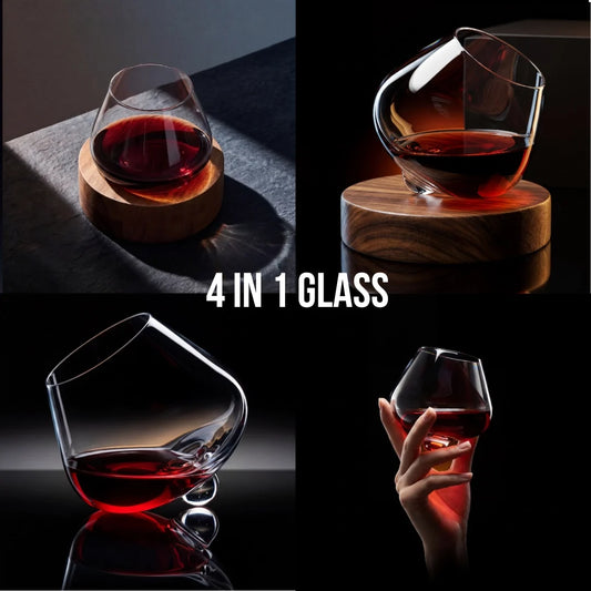 Kami Rotating Crystal Wine Glass with Coaster