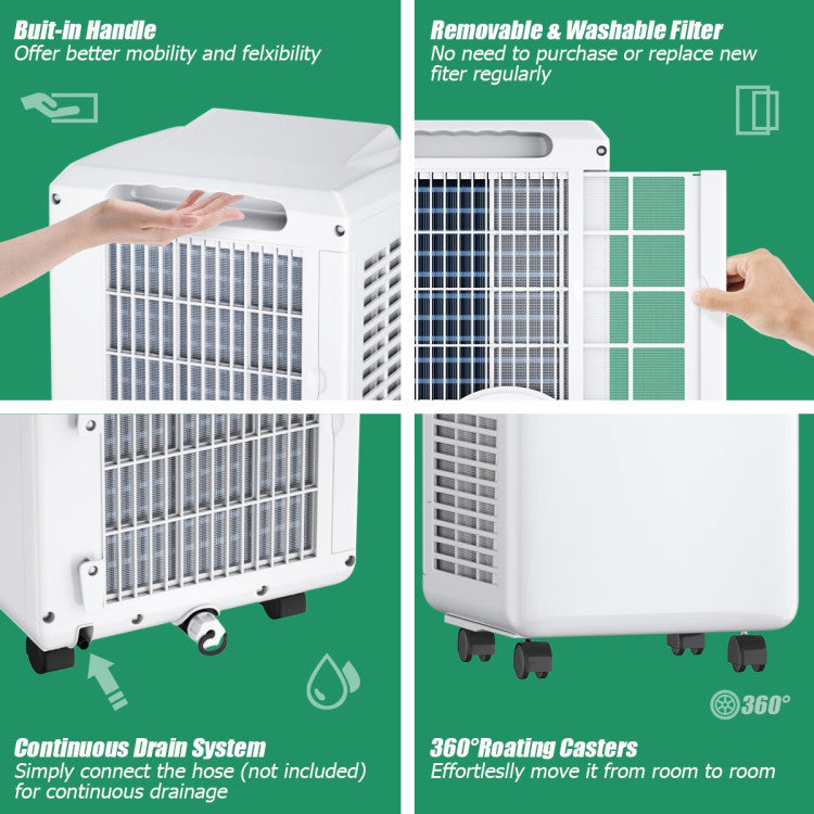 Aire acondicionado portátil de 9,000 BTU con control remoto