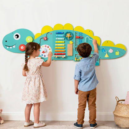11-in-1 Dinosaur Activity Wall Busy Board Panels for Toddlers Education and Early Development