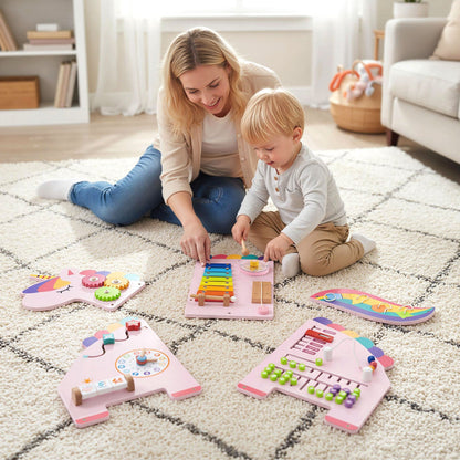 11-in-1 Dinosaur Activity Wall Busy Board Panels for Toddlers Education and Early Development