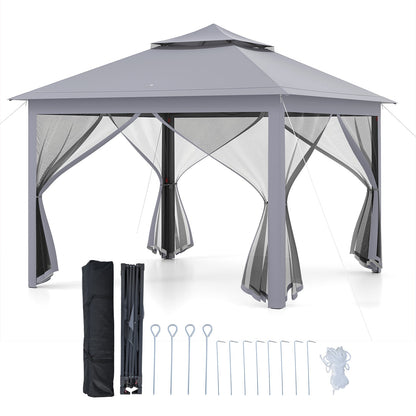 11 x 11 Feet 2-Tier Pop-Up Gazebo Tent Portable Canopy Shelter Carry Bag Mesh