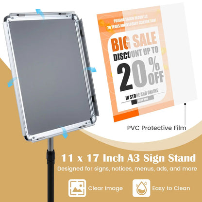11x17 Adjustable Sign Holder Stand Snap Frame