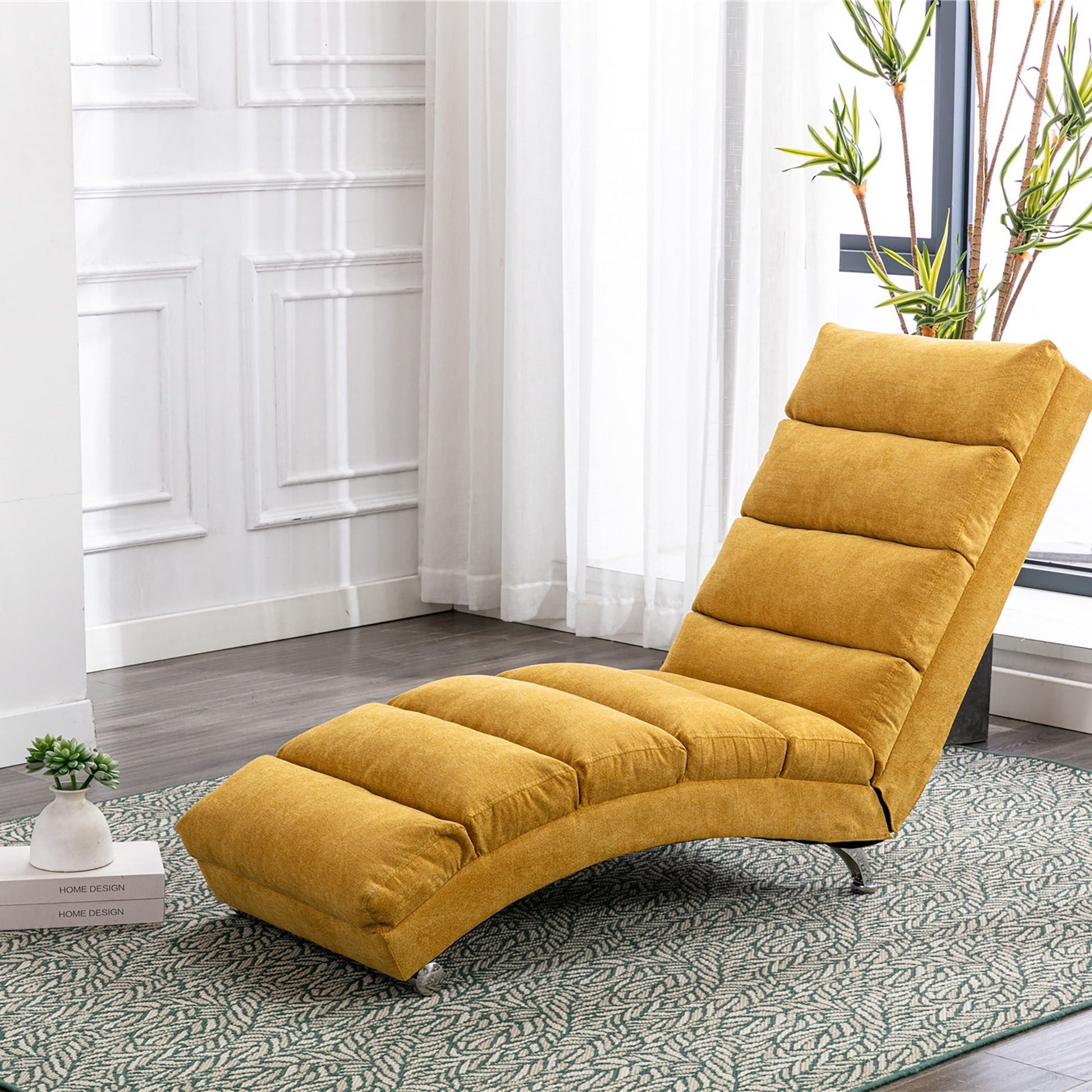 Massage chaise lounge with remote control in mustard yellow upholstery by HouseOfZazla on Tampa Home & Garden Store
