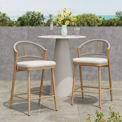 Outdoor Counter Stools with Wicker and Metal