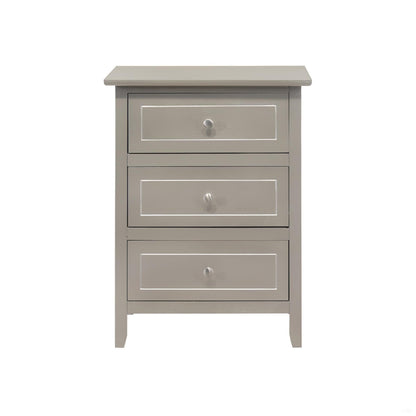 3-Drawer Nightstand Dove Tailed Drawers in pearl silver by HouseOfZazla with silver knobs on Tampa Home & Garden Store