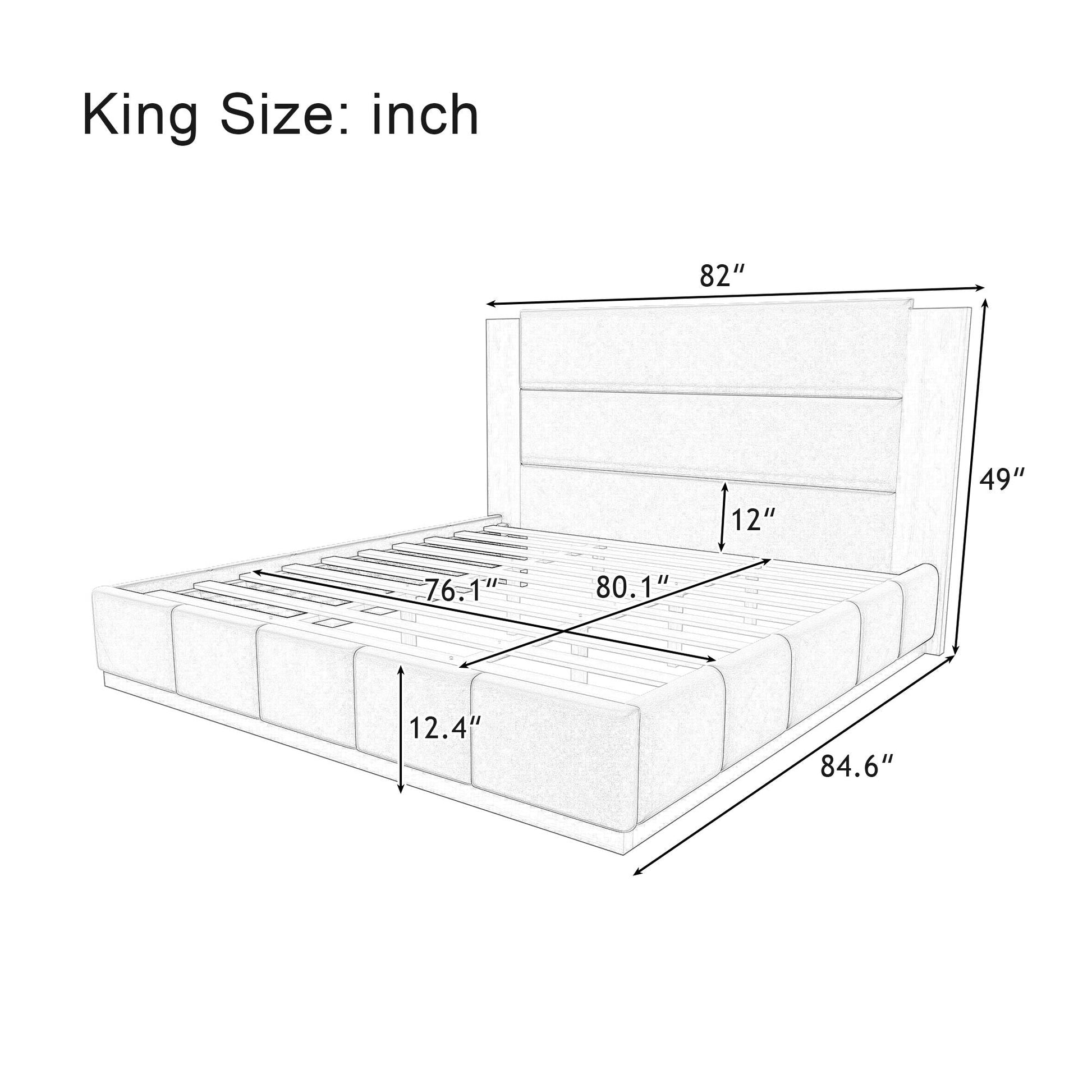 Modern Upholstered Platform Bed With Extended Headboard by HouseOfZazla on Tampa Home & Garden Store