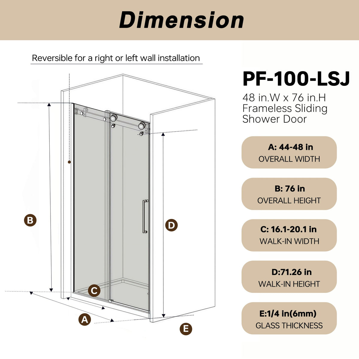 Frameless sliding shower door with gold hardware and square-tube track by HouseOfZazla on Tampa Home & Garden Store