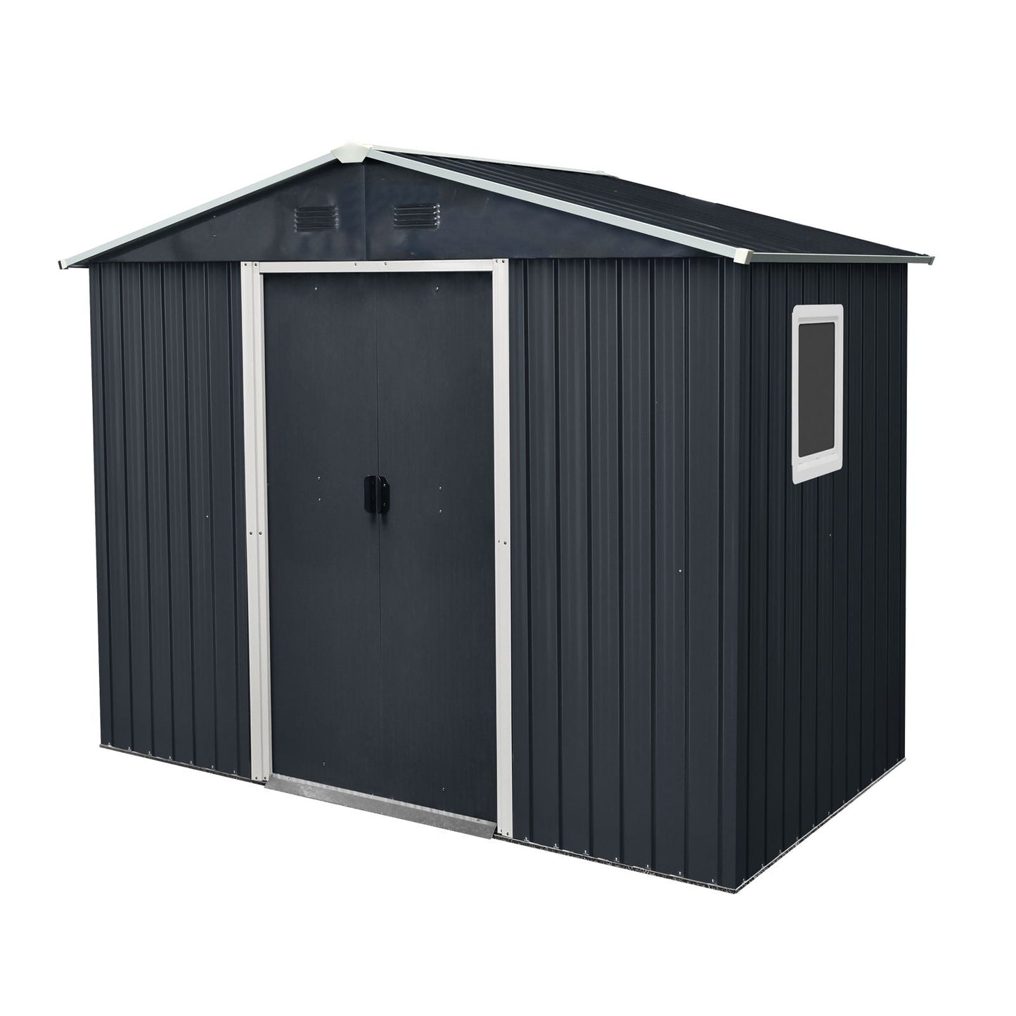 8 Ft Metal Shed With a Window and Sliding Doors