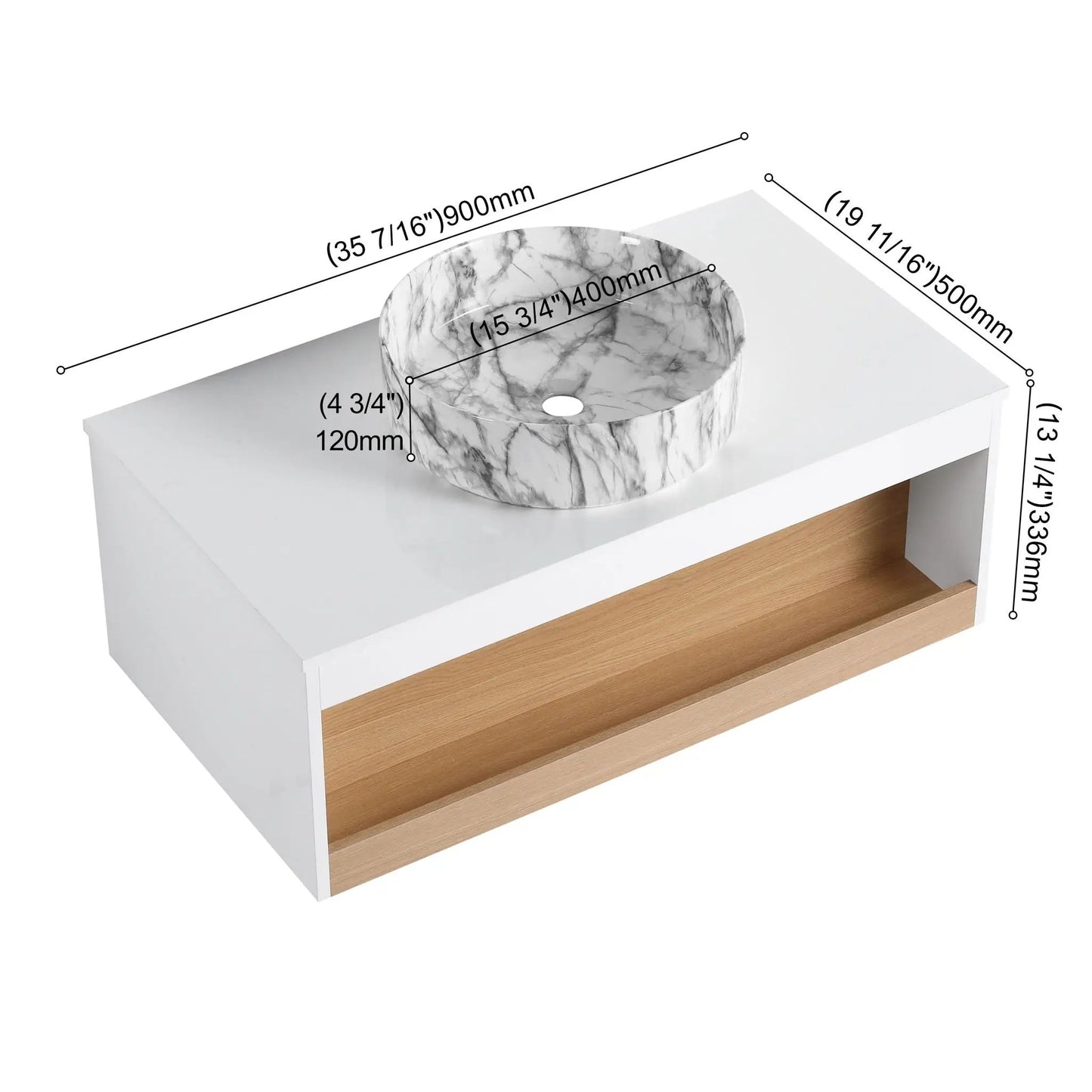 Floating Bathroom Vanity with Vessel Sink