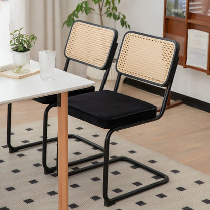 Rattan Accent Dining Chairs With Painted Legs