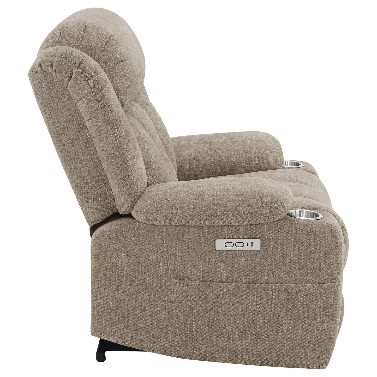 Beca upholstered power lift recliner with cupholders and USB charging, taupe fabric, HouseOfZazla on Tampa Home & Garden Store