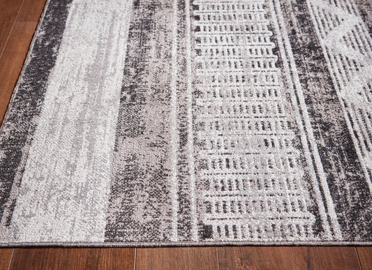 Henchester Rug by Unique Piece Furniture, washable gray and black patterned area rug on Tampa Home & Garden Store